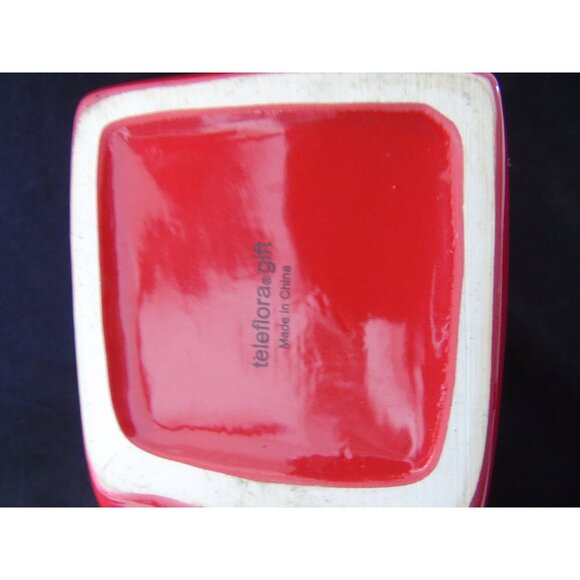 Vintage Love Heart Shaped Red Gold Vase Ceramic Teleflora Gift Unique Shape - Picture 5 of 5